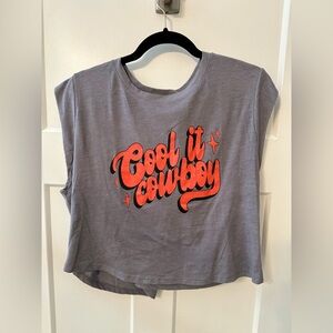 Cool it cowboy Gray Crop tee oversized western brand new never worn